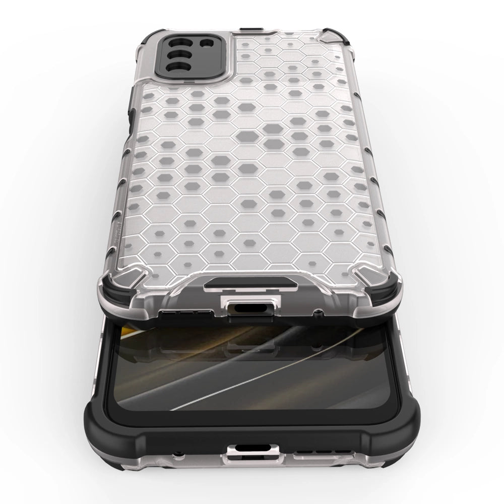 Honeycomb Case rustning med TPU Bumper til Xiaomi Poco M3 gennemsigtig
