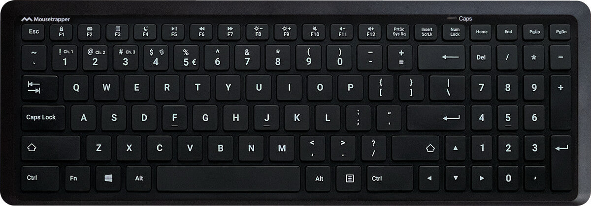 Mousetrapper Type Midi - NORDIC tastatur Hjemme/kontor USB + RF Wireless + Bluetooth QWERTY Nordisk Sort