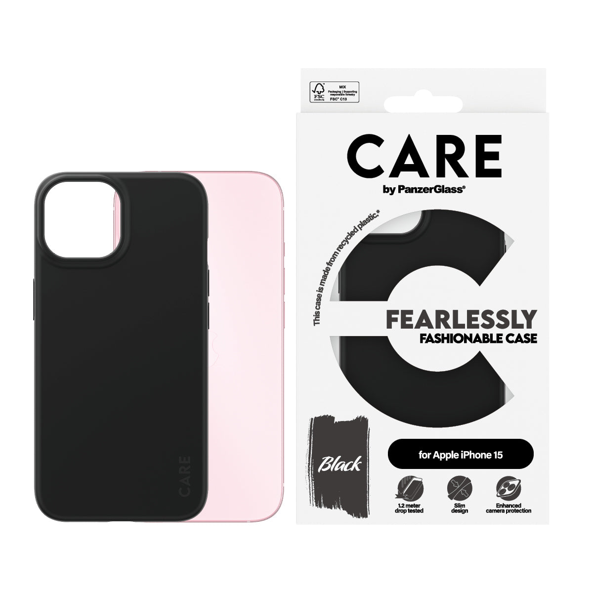 CARE by PanzerGlass Fashionable Case Black iPhone 15