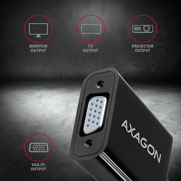 Axagon RVD-VGN videokabel adapter 0,15 m DisplayPort VGA (D-Sub) Sort