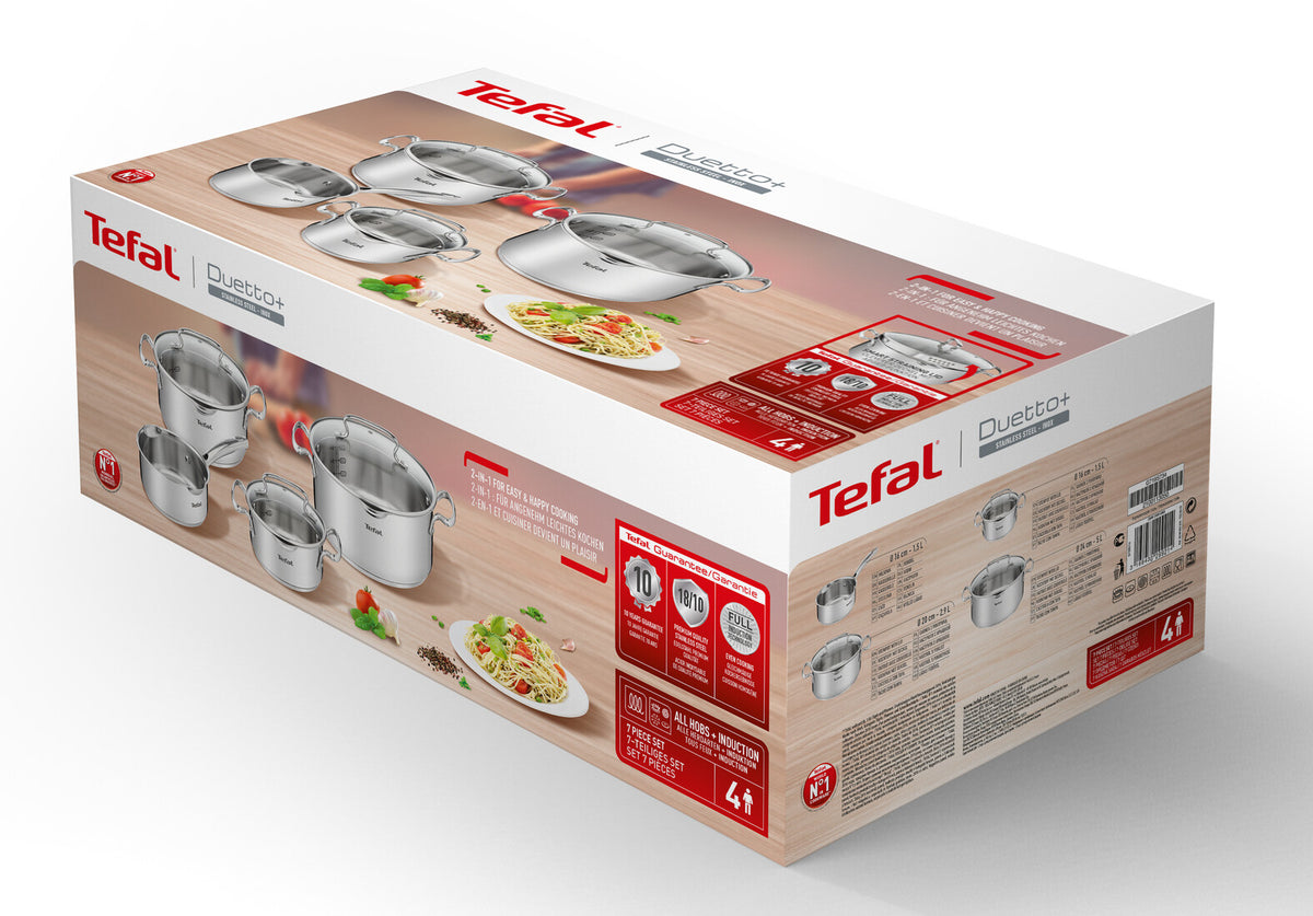Tefal Duetto+ G719S734 Madlavningssæt Sølv Transparent