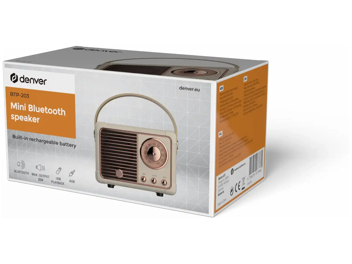 DENVER BTP-203W Højttaler Hvid Guld
