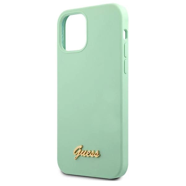 Guess Metal Logo Script Case til iPhone 12 Pro Max 6.7" - Grøn