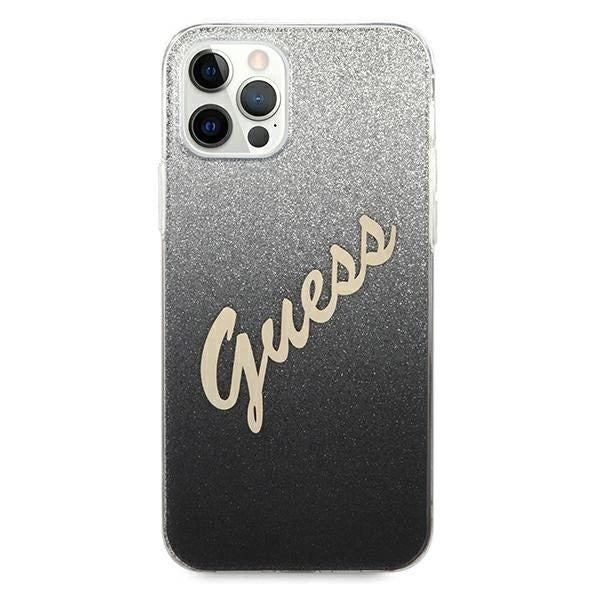 Guess GUHCP12LPCUGLSBK iPhone 12 Pro Max 6.7" sort/sort hardcase Glitter Gradient Script