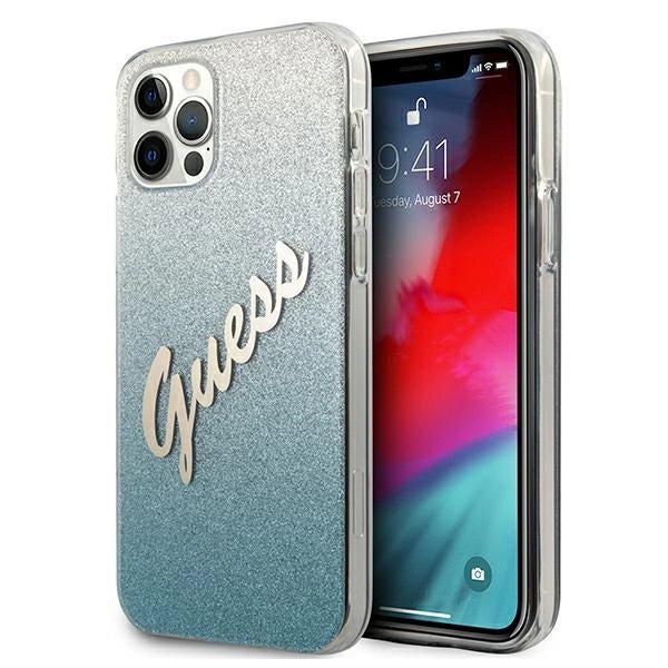 Guess GUHCP12LPCUGLSBL iPhone 12 Pro Max 6.7" blå/blå hardcase Glitter Gradient Script