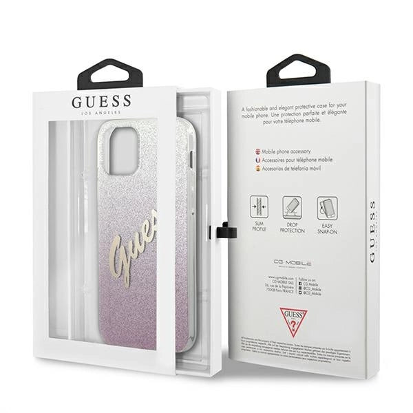 Guess GUHCP12LPCUGLSPI iPhone 12 Pro Max 6.7" pink/pink hardcase Glitter Gradient Script