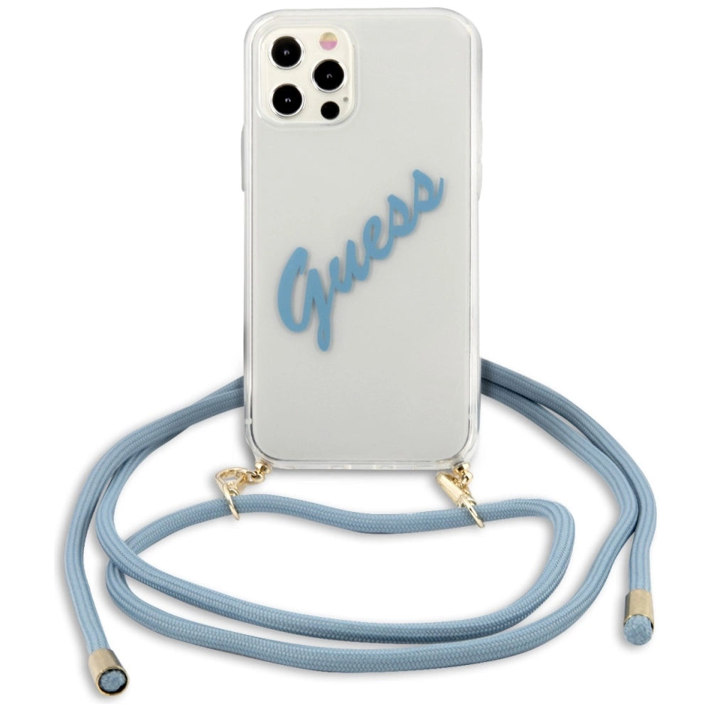 Guess GUHCP12MCRTVSBL iPhone 12/12 Pro 6.1" blå/blå hardcase Script Vintage