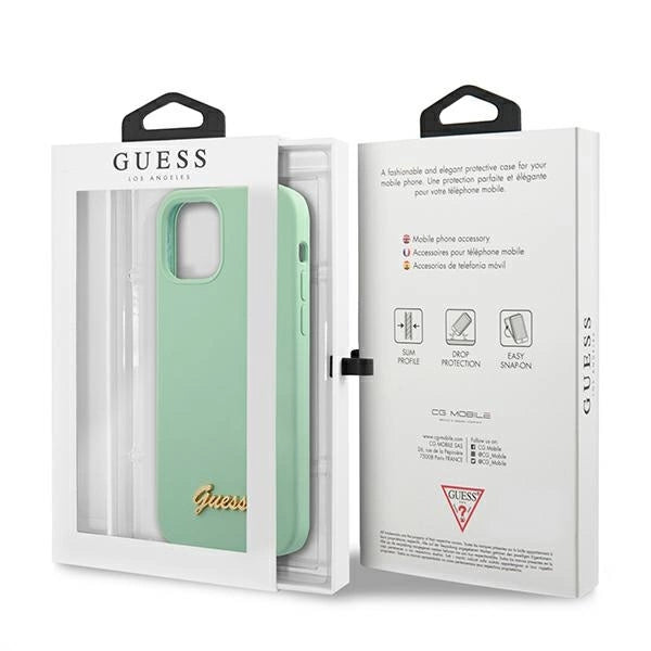 Guess GUHCP12MLSLMGGN iPhone 12/12 Pro 6.1" grøn/grøn hardcase Metal Logo Script