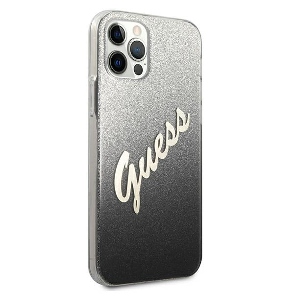 Guess GUHCP12MPCUGLSBK iPhone 12/12 Pro 6.1" sort/sort hardcase Glitter Gradient Script