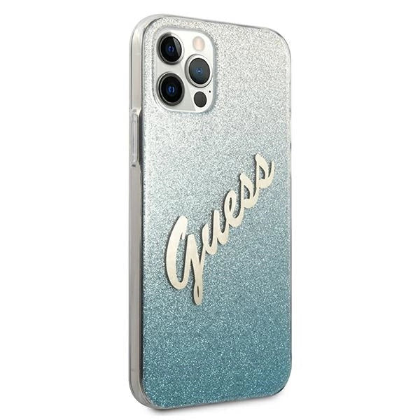 Guess GUHCP12MPCUGLSBL iPhone 12/12 Pro 6.1" blå/blå hardcase Glitter Gradient Script