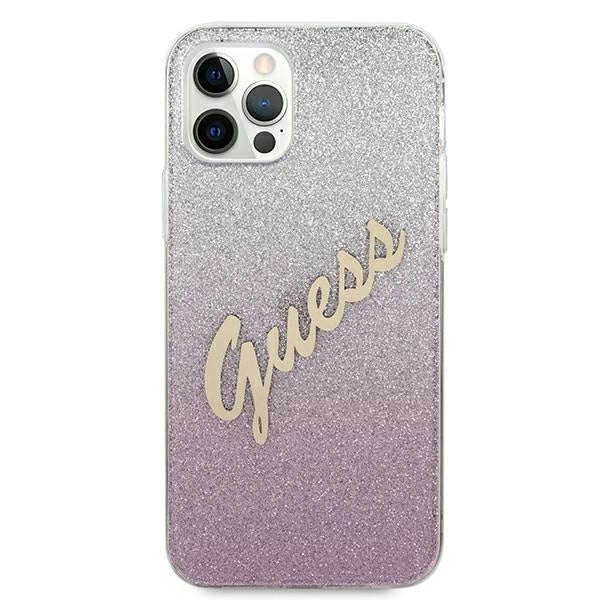 Guess GUHCP12MPCUGLSPI iPhone 12/12 Pro 6.1" pink/pink hardcase Glitter Gradient Script