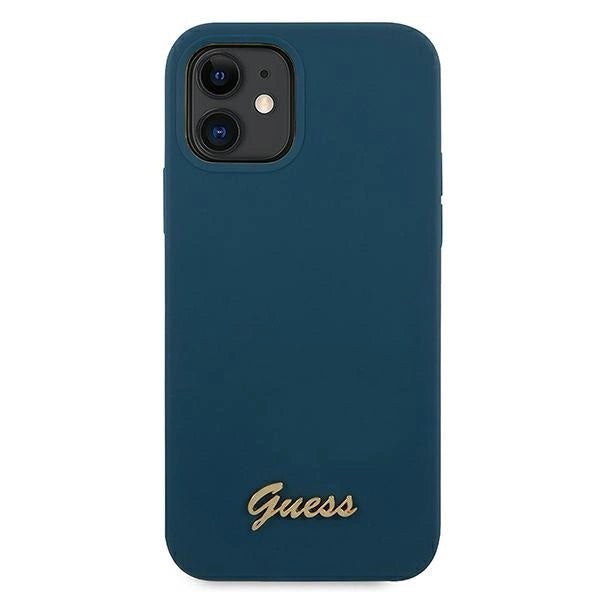 Guess GUHCP12SLSLMGBL iPhone 12 mini 5.4" blå/blå hardcase Metal Logo Script