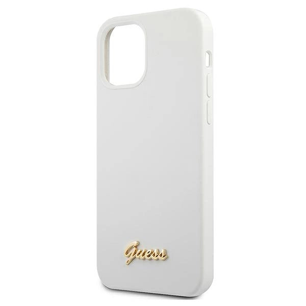 Guess GUHCP12SLSLMGWH iPhone 12 mini 5.4" hvid/hvid hårdkasse Metal Logo Script
