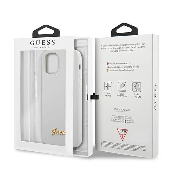 Guess GUHCP12SLSLMGWH iPhone 12 mini 5.4" hvid/hvid hårdkasse Metal Logo Script