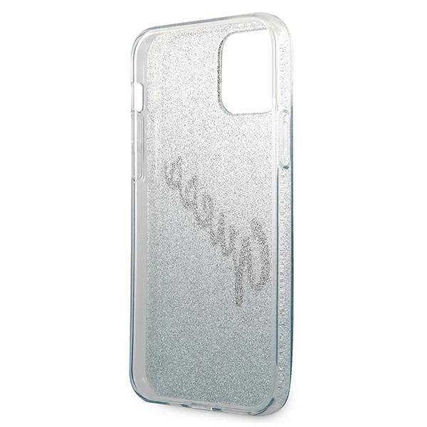 Guess GUHCP12SPCUGLSBL iPhone 12 mini 5.4" blå/blå hardcase Glitter Gradient Script