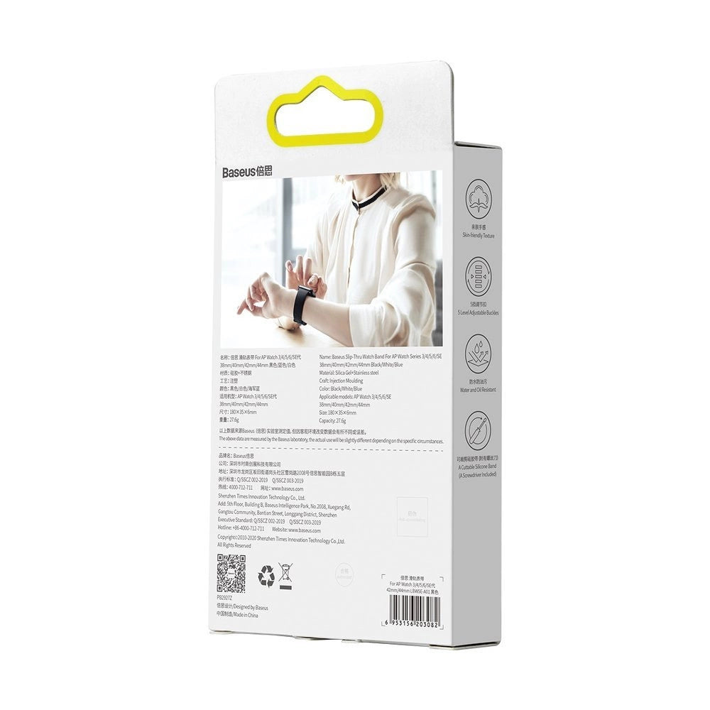 Baseus Slip-Thru rem band armbånd til Apple Watch 3/4/5/6/SE 38mm/40mm sort (LBWSE-01)