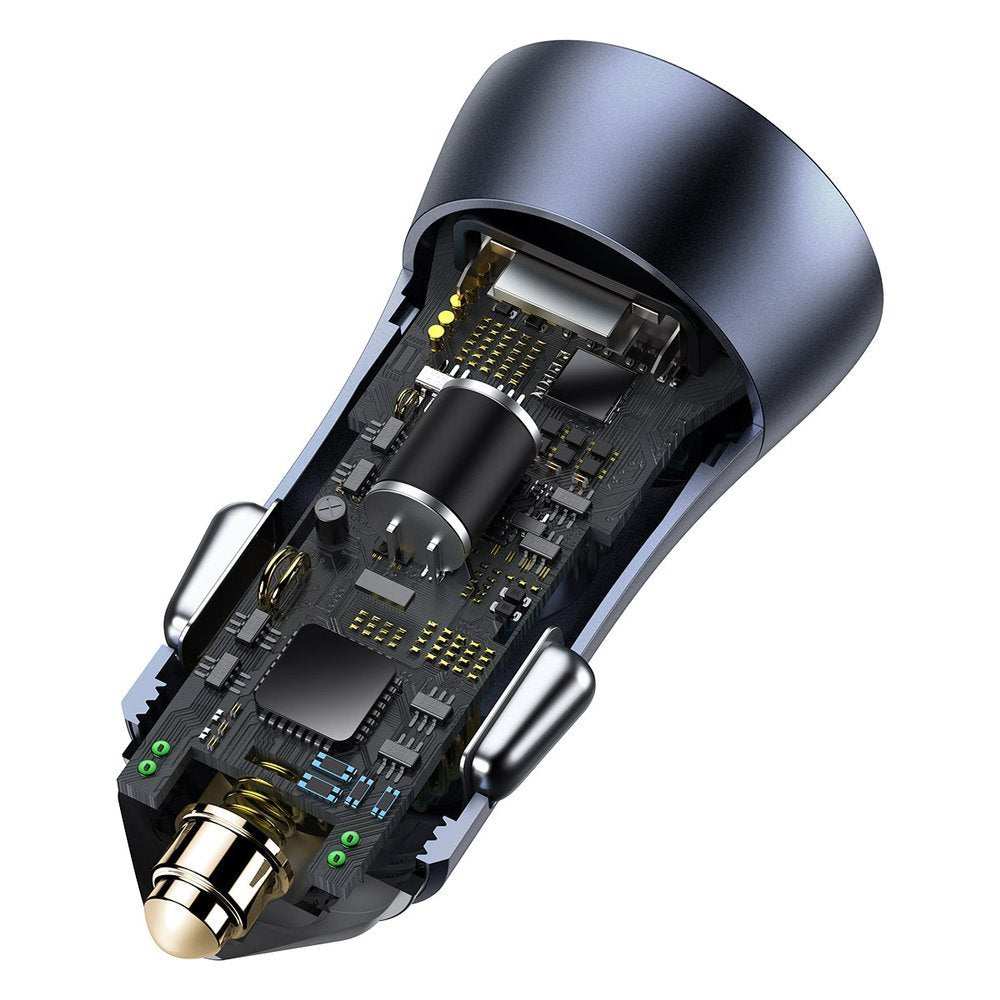 Baseus Golden Contactor Pro car charger USB-C / USB-A 40W PD QC 4+ SCP FCP AFC + cable - gray