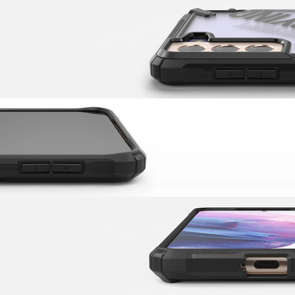 Ringke Fusion X Design holdbar PC-foder med TPU-støjfanger til Samsung Galaxy S21+ 5G (S21 Plus 5G) sort (Routine) (XDSG0054)