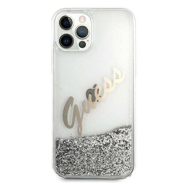 Guess GUHCP12LGLVSSI iPhone 12 Pro Max 6.7" sølv/sølv hardcase Glitter Vintage Script