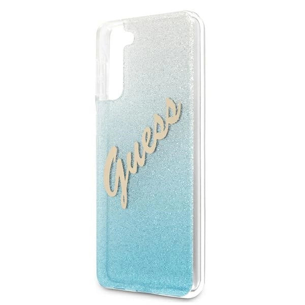 Guess GUHCS21MPCUGLSBL S21+ G996 blå/blå hardcase Glitter Gradient Script