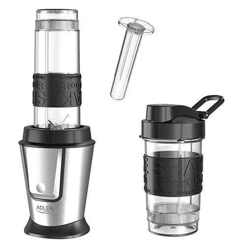 Adler AD 4081 blender 0,57 L Sportsblender 800 W Sort, Rustfrit stål, Gennemsigtig