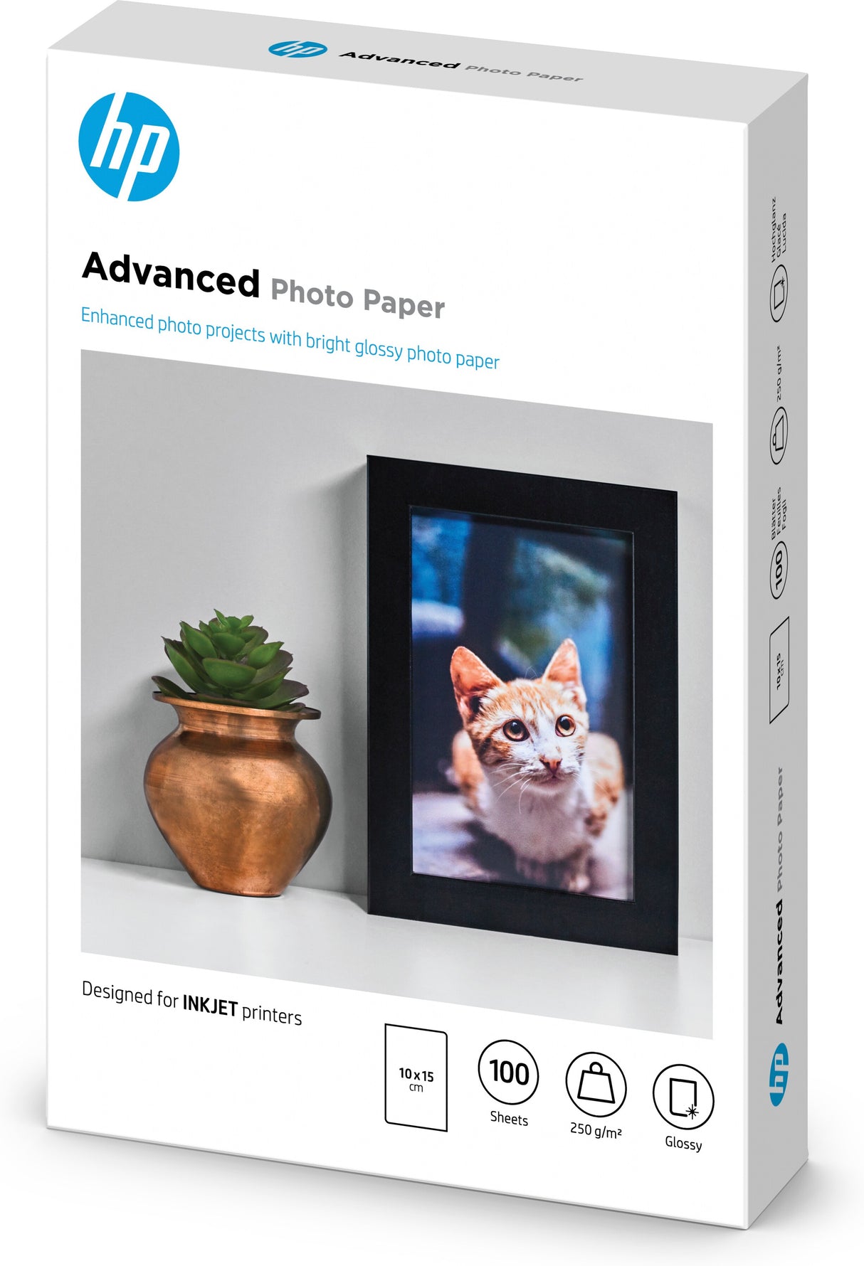 HP Advanced-fotopapir, blankt, 250 g/m2, 10 x 15 cm (101 x 152 mm), 100 ark