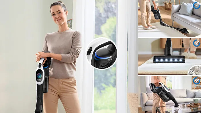 Bosch BCS1041WAC stav støvsuger & elektrisk kost Stick vakuum Batteri Dry HEPA Poseløs 0,4 L 23,5 W Sort, Hvid 4 At