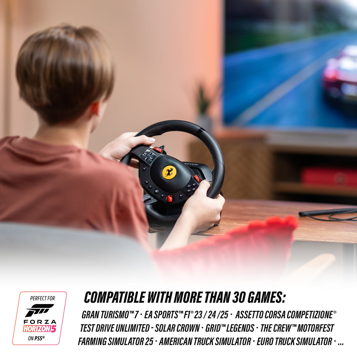 Thrustmaster T98-P Ferrari 296 GTB Sort USB Rat + Pedaler Analog/digital PC, PlayStation 4, PlayStation 5