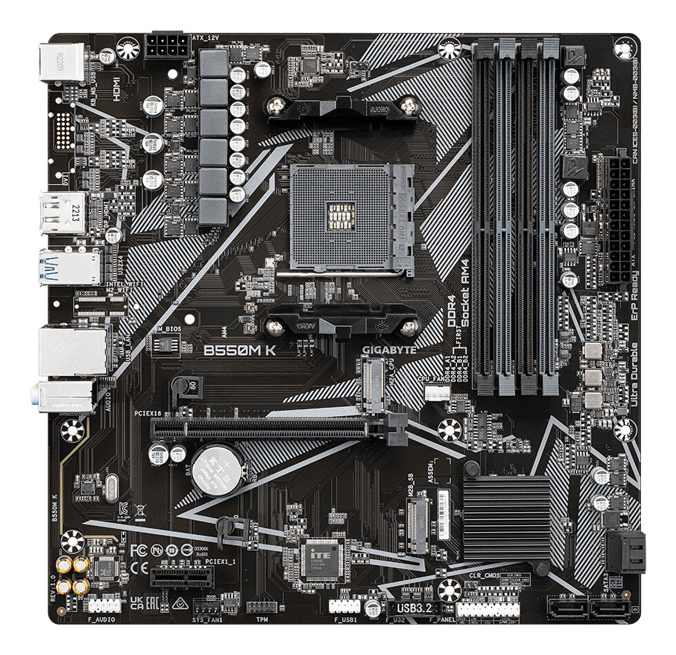 GIGABYTE B550M K bundkort AMD B550 Stik AM4 micro ATX