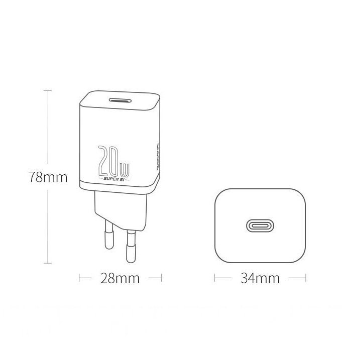 Baseus Super Si 1C fast charger USB Type C 20 W Power Delivery black (CCSUP-B01)