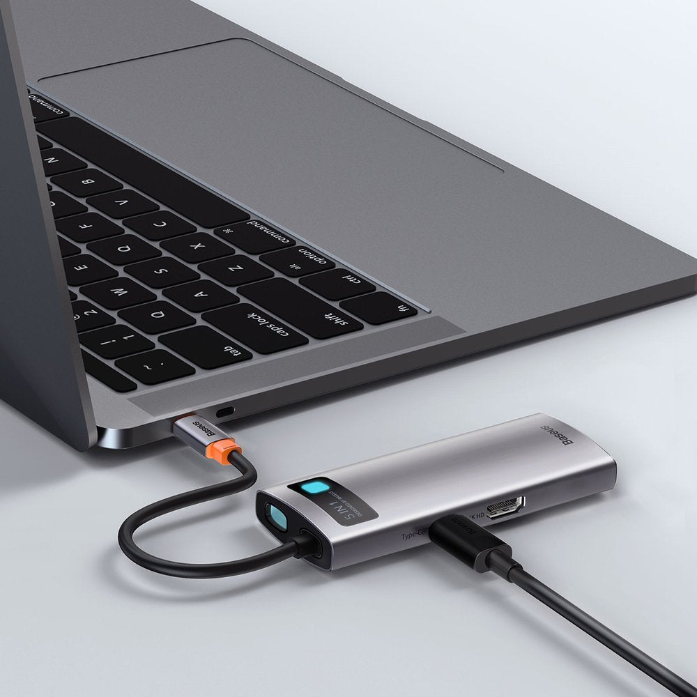 Baseus Metal Gleam Series 5-in-1 Multifunctional HUB USB Type C - USB Type C Power Delivery 100 W / HDMI 4K 30 Hz / 3x USB 3.2 Gen 1 (CAHUB-CX0G)