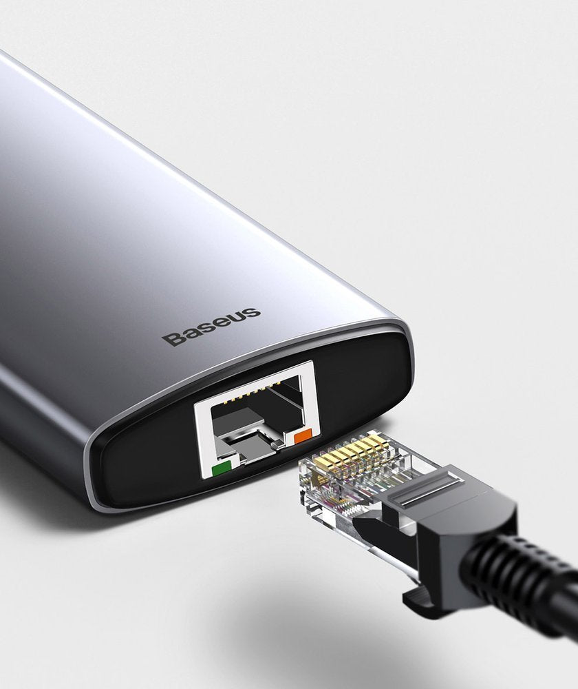 Baseus Metal Gleam 6-in-1 USB-C - USB-C PD 100W HUB 1x HDMI 4K 30Hz 3x USB-A 3.2 1x RJ45 - gray