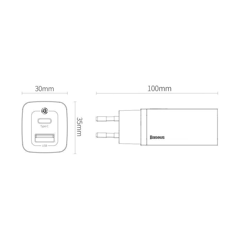 Baseus GaN2 Lite fast charger 65W USB / USB Type C Quick Charge 3.0 Power Delivery (gallium nitride) white (CCGAN2L-B02)