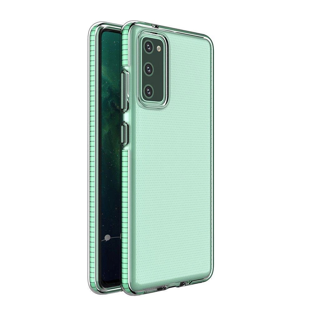 Spring Case klar TPU gel beskyttende cover med farverig ramme til Samsung Galaxy A72 4G mint