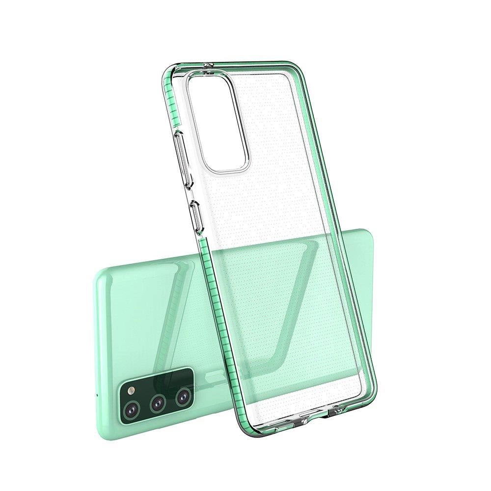 Spring Case klar TPU gel beskyttende cover med farverig ramme til Samsung Galaxy A72 4G mint