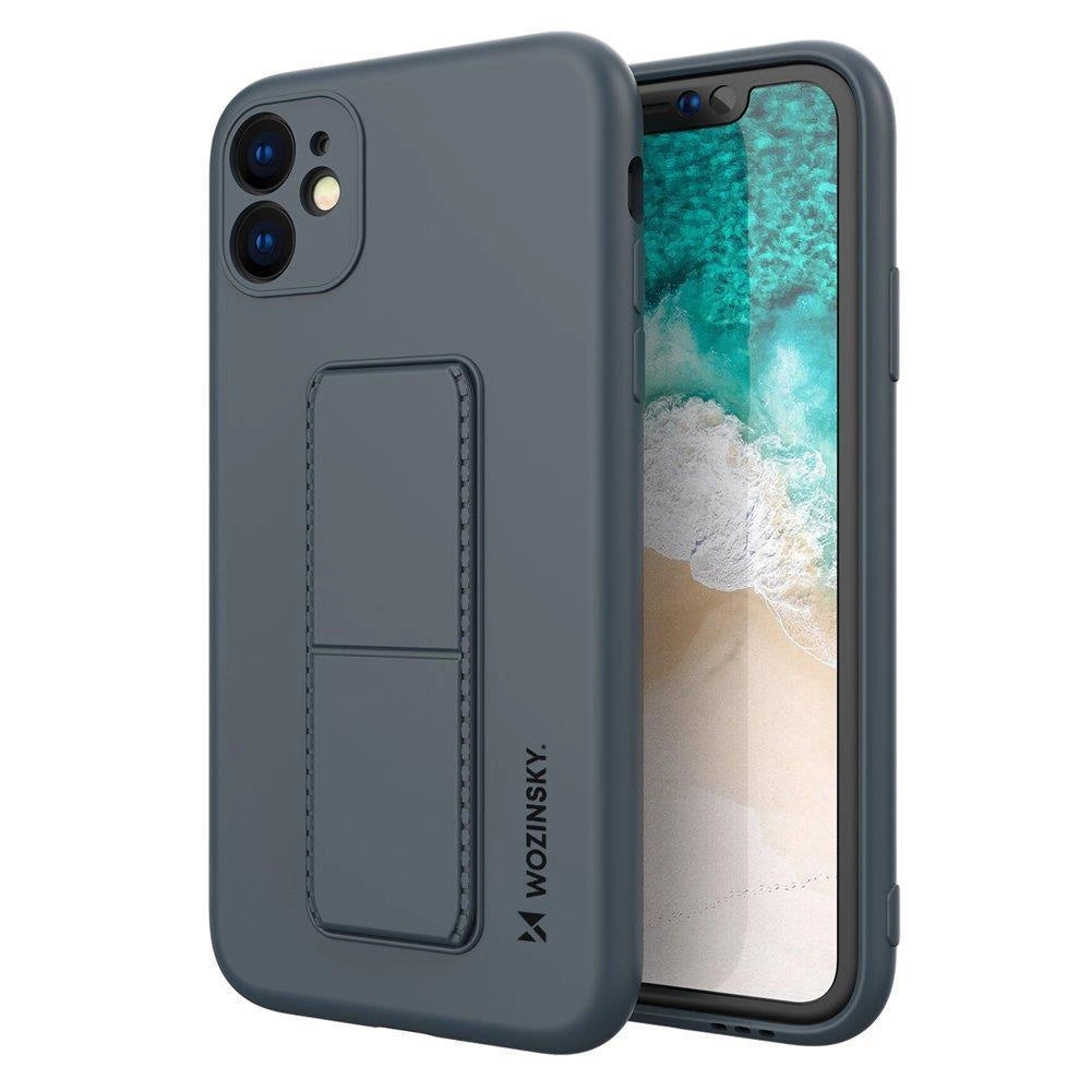 Wozinsky Kickstand Case silikonhylster med stativ til iPhone 12 Pro marineblå