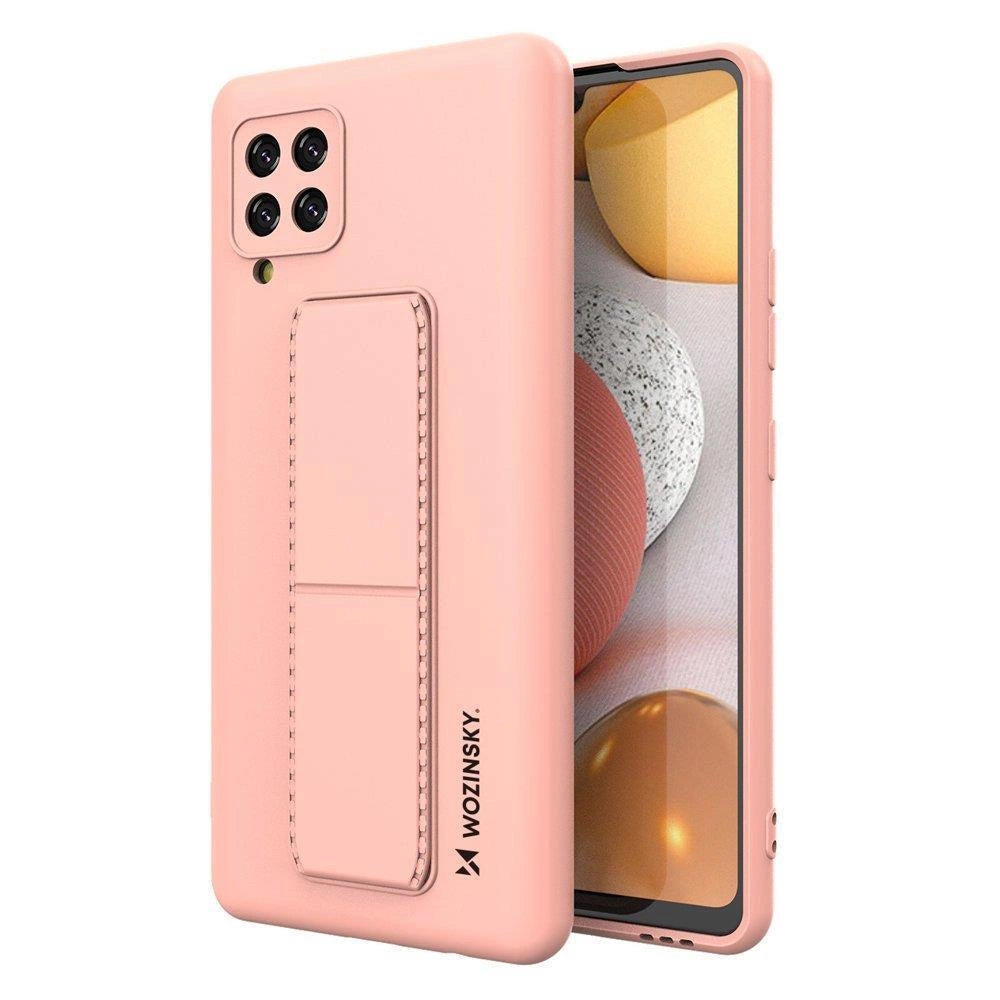 Wozinsky Kickstand Case Silicone Stand Cover til Samsung Galaxy A42 5G Pink