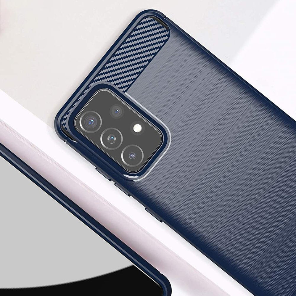 Carbon Case Flexible Cover TPU Case til Samsung Galaxy A72 4G blå