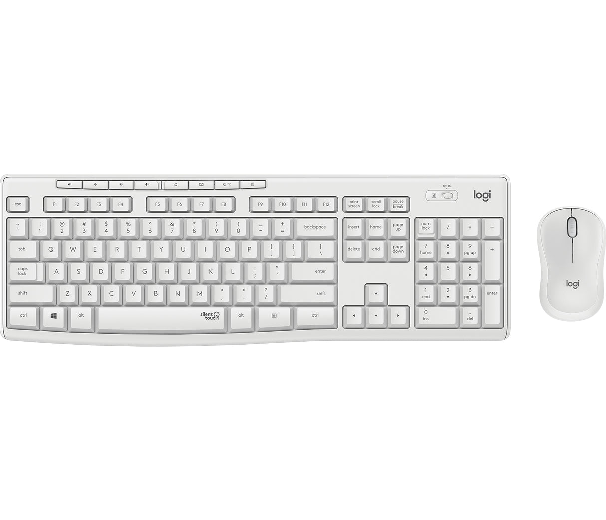 Logitech MK295 Silent Wireless Combo - Off White - Tastatur & Mus sæt - Nordisk - Hvid