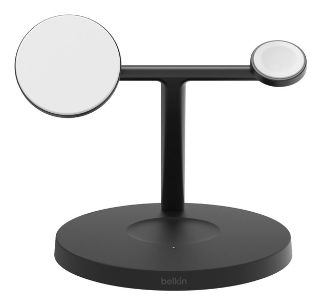 Belkin 3-i-1 Qi2 15W opladningsstander (sort)