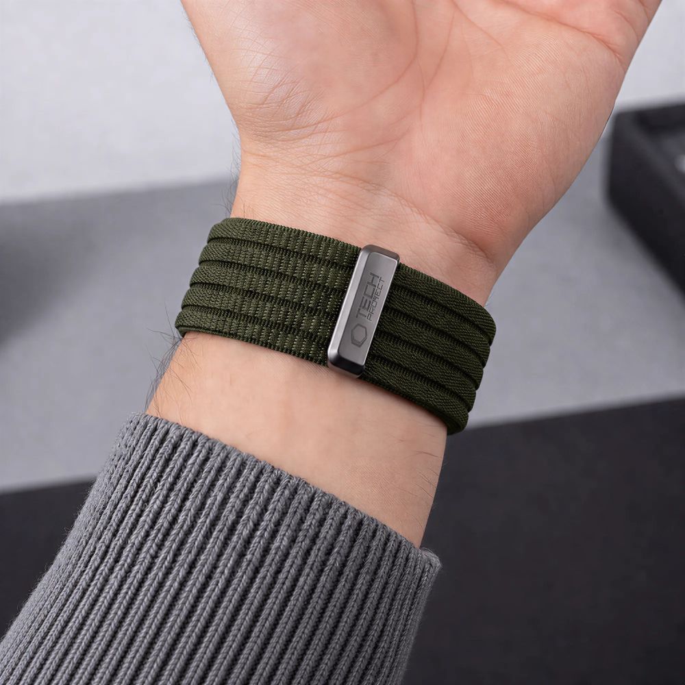 Tech Protect Nylon Sport Apple Watch 8 / 9 / 10 / 11 / 12 / Se / Ultra (44 / 45 / 46 / 49 Mm) Militærgrøn