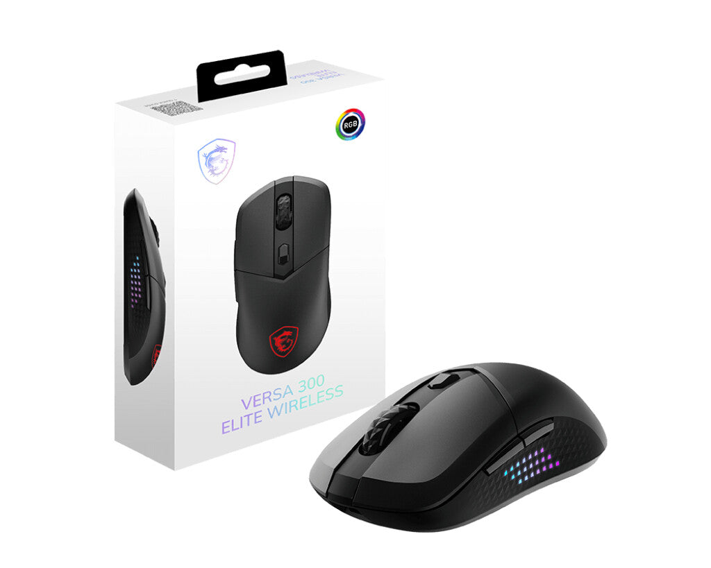 MSI VERSA 300 ELITE WIRELESS mus Spil Højre hånd RF Wireless + Bluetooth + USB Type-C Optisk 26000 dpi