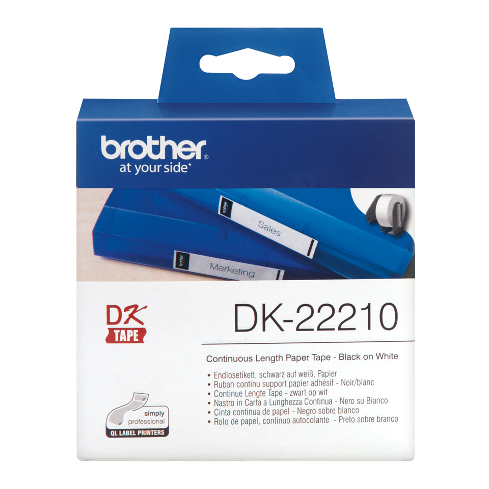 Brother DK-22210 etiketbånd Sort på hvid