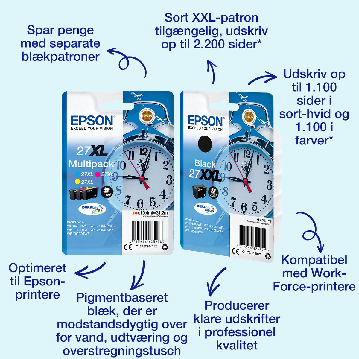 Epson Alarm clock Multipack 3-colour 27XL DURABrite Ultra Ink