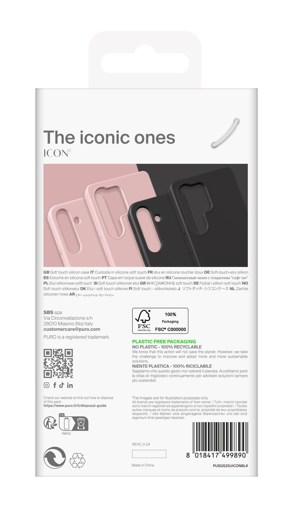 PURO ICON mobiltelefon etui 17,5 cm (6.9") Cover Sort