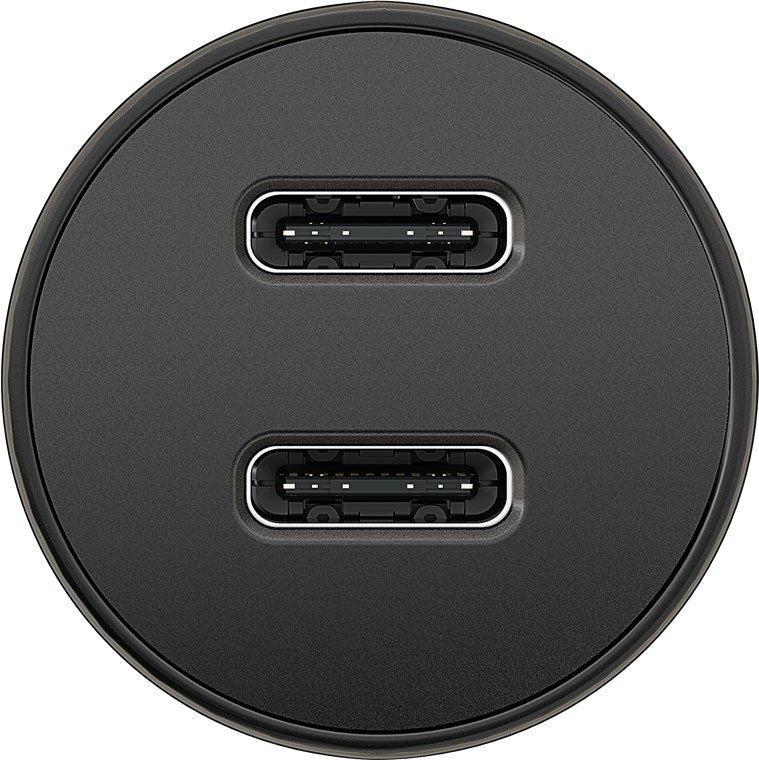 Dual-USB-C PD Auto Fast Charger (Power Delivery), black - 30W (12/24V) suitable for devices with USB-C