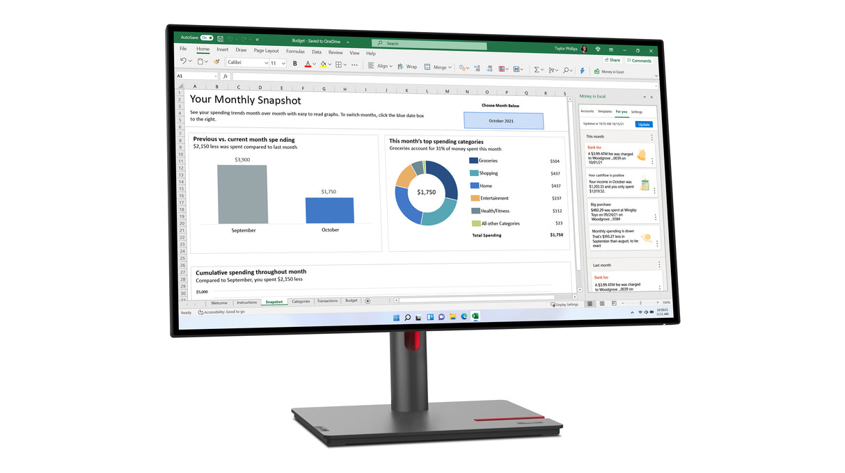 Lenovo ThinkVision P27h-30 LED display 68,6 cm (27") 2560 x 1440 pixel Quad HD LCD Sort