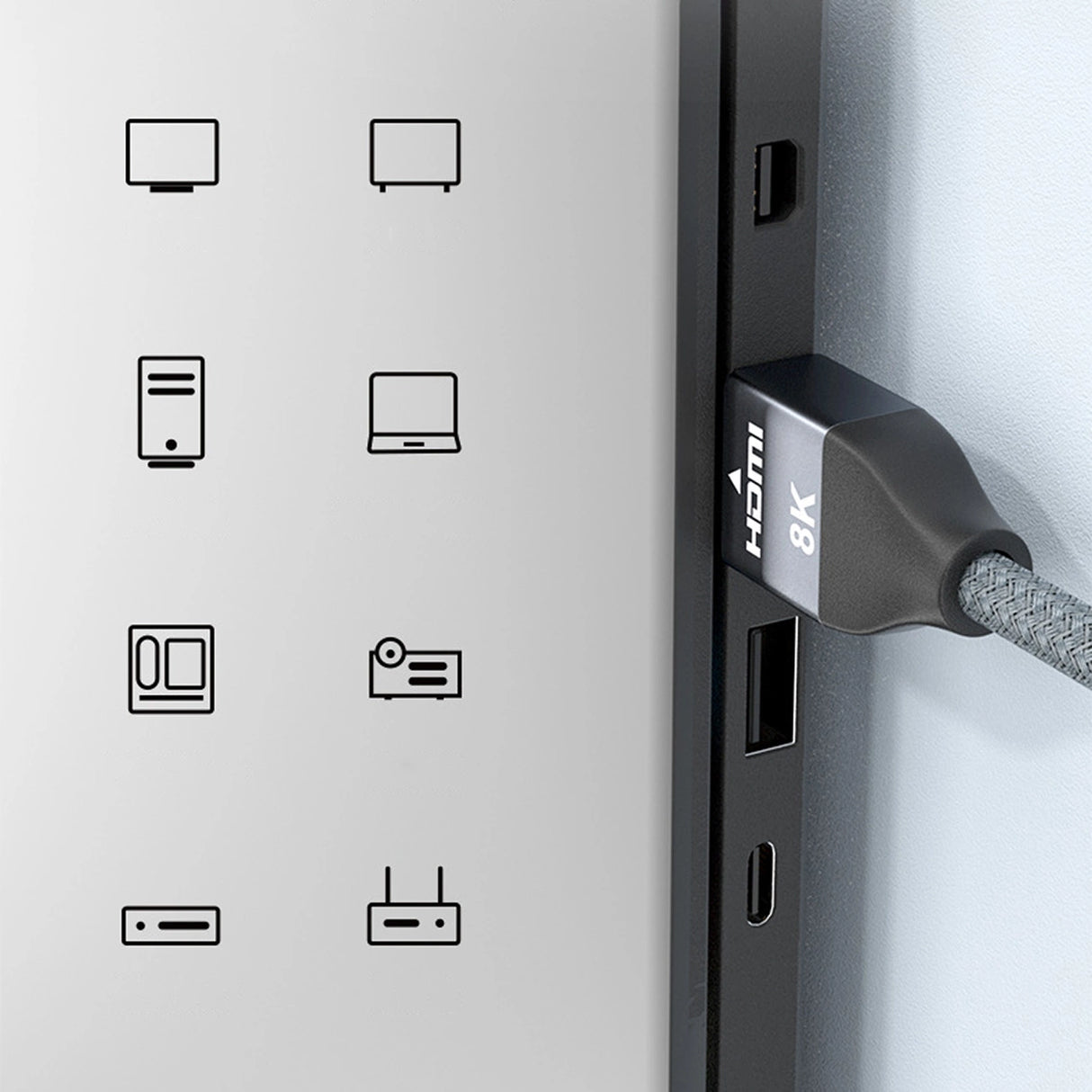 Wozinsky kabel HDMI 2.1 8K 60 Hz 48 Gbps / 4K 120 Hz / 2K 144 Hz 2 m sølv (WHDMI-20)