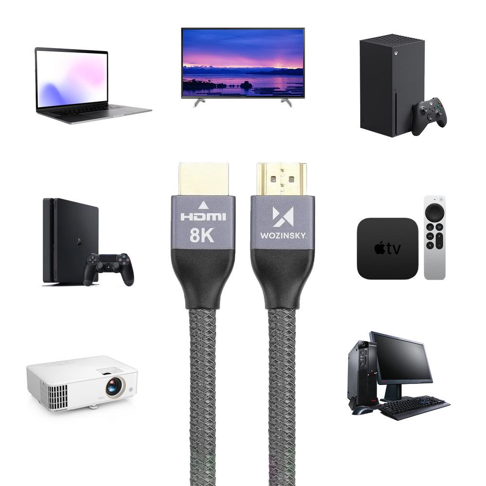 Wozinsky HDMI 2.1 Kabel 8K 60 Hz 48 Gbps / 4K 120 Hz / 2K 144 Hz 2 m Sølv (WHDMI-20)