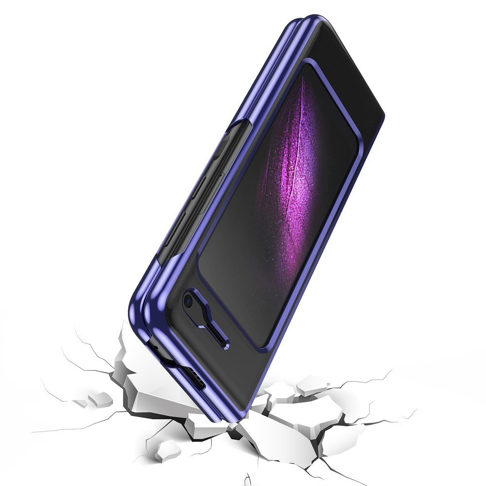 Plating Case Hard case Elektroplateret ramme Cover til Samsung Galaxy Fold blå
